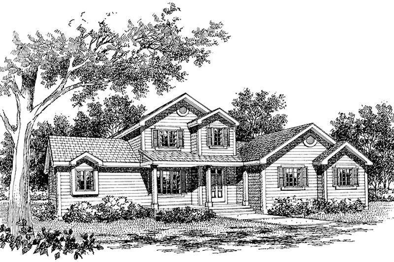 Architectural House Design - Country Exterior - Front Elevation Plan #456-51