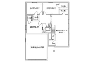 Floor Plan - Lower Floor for Ranch House Plan #5-234 - 5 bed, 3 bath