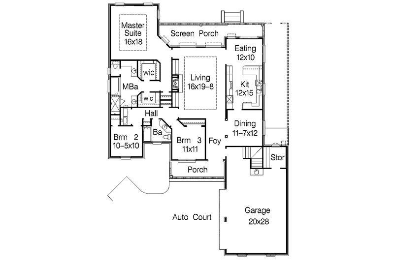 Dream House Plan - Floor Plan - Main Floor for Traditional House Plan #15-385 - 3 bed, 2 bath