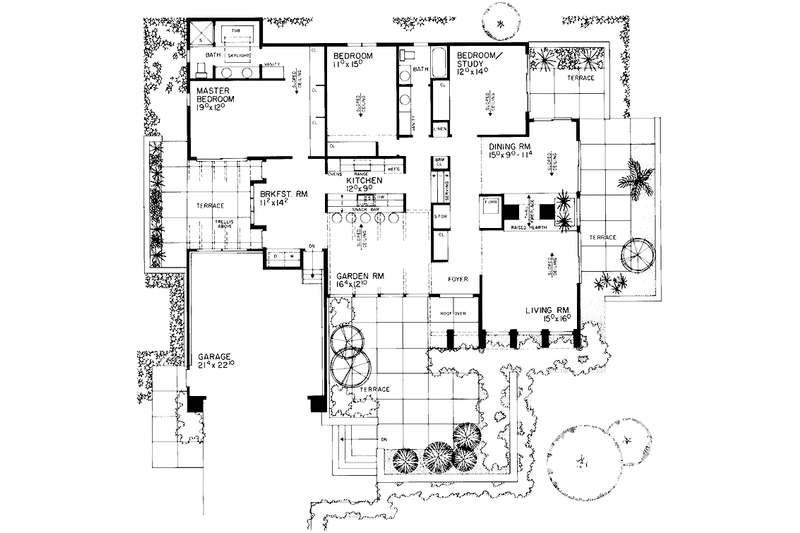 Dream House Plan - Floor Plan - Main Floor for Contemporary House Plan #72-757 - 3 bed, 2 bath