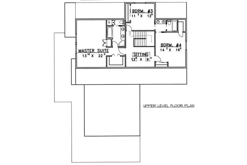 Dream House Plan - Floor Plan - Upper Floor for Bungalow House Plan #117-581 - 4 bed, 4.5 bath