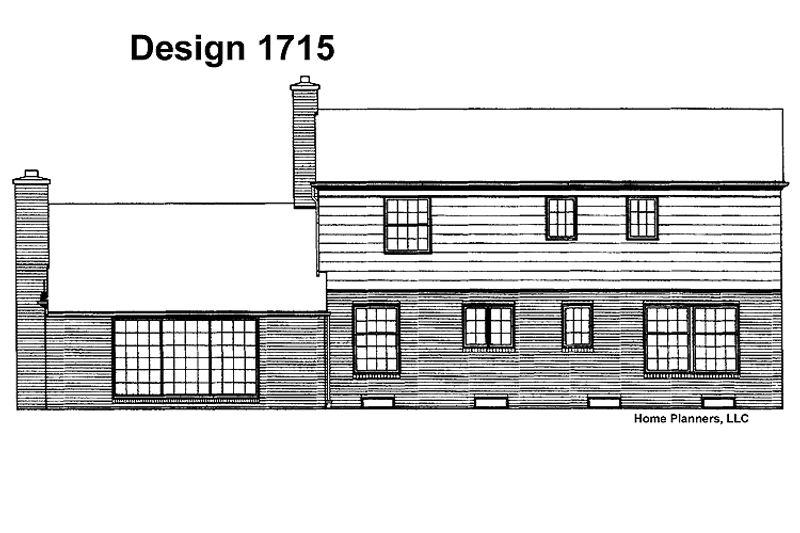 Architectural House Design - Exterior - Rear Elevation for Colonial House Plan #72-549 - 4 bed, 2.5 bath