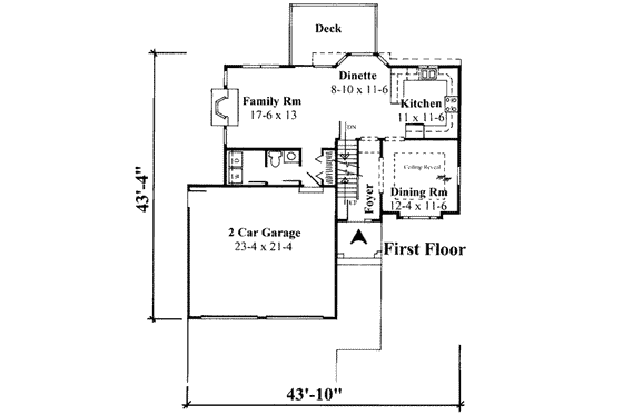 Floor Plan - Main Floor for Traditional House Plan #75-163 - 3 bed, 2.5 bath