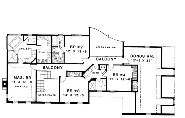 House Design - Colonial Floor Plan - Upper Floor Plan #1001-83