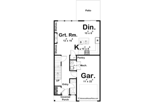 Floor Plan - Main Floor for Farmhouse House Plan #455-236 - 3 bed, 2.5 bath