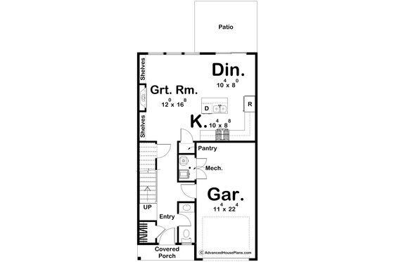 Floor Plan - Main Floor for Farmhouse House Plan #455-236 - 3 bed, 2.5 bath