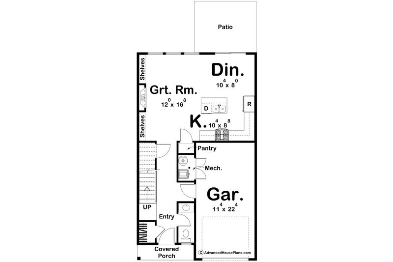 House Design - Floor Plan - Main Floor for Farmhouse House Plan #455-236 - 3 bed, 2.5 bath