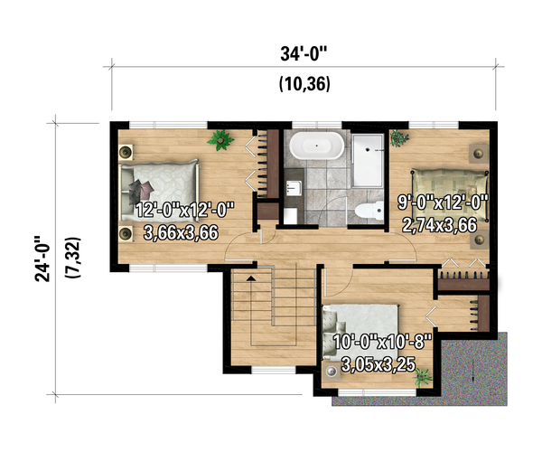 European Floor Plan - Upper Floor Plan #25-5017