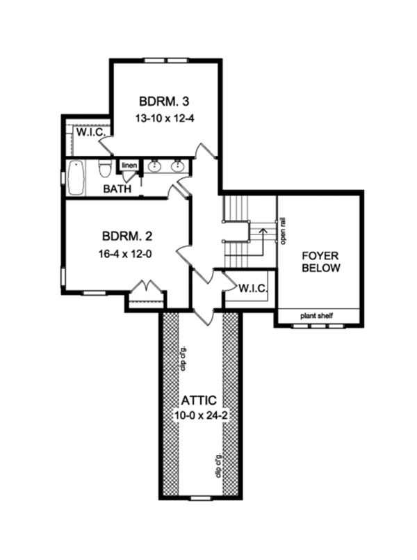 Home Plan - Colonial Floor Plan - Upper Floor Plan #1010-112