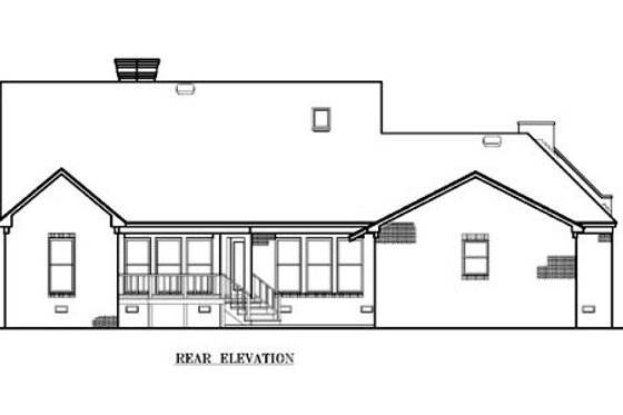 Exterior - Rear Elevation for European House Plan #45-114 - 3 bed, 2 bath