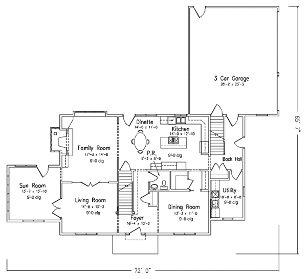 House Blueprint - Colonial Floor Plan - Main Floor Plan #994-18