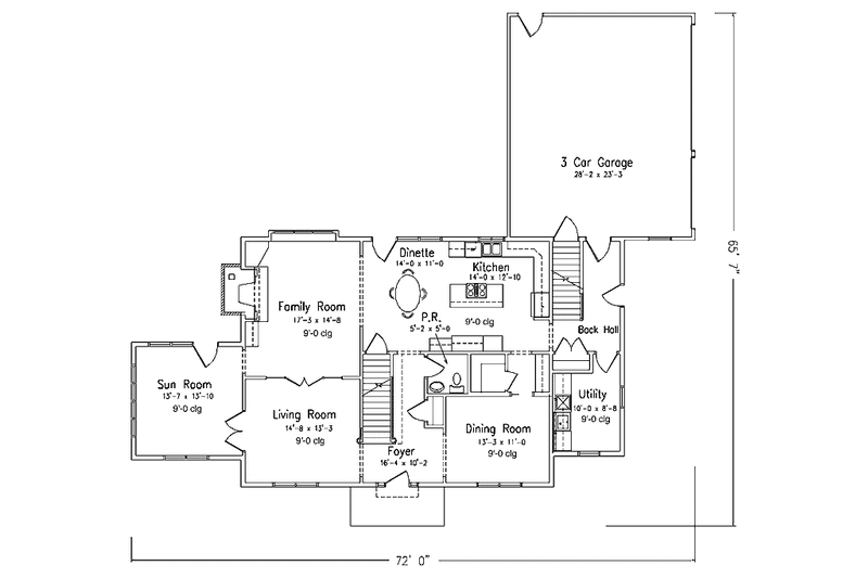 Dream House Plan - Floor Plan - Main Floor for Colonial House Plan #994-18 - 4 bed, 3.5 bath