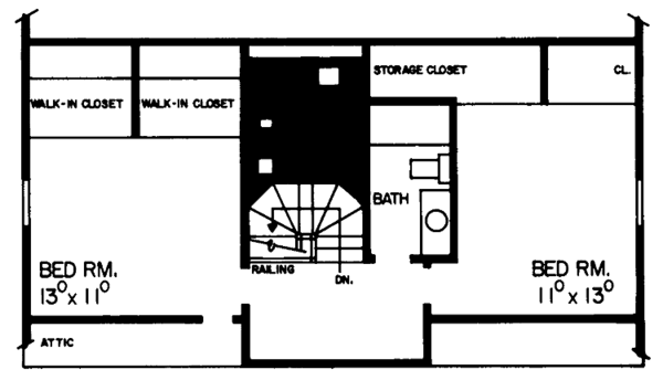 House Blueprint - Colonial Floor Plan - Upper Floor Plan #72-672