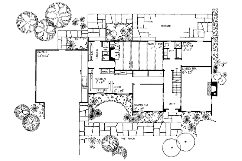 Home Plan - Floor Plan - Main Floor for Colonial House Plan #72-577 - 3 bed, 2 bath
