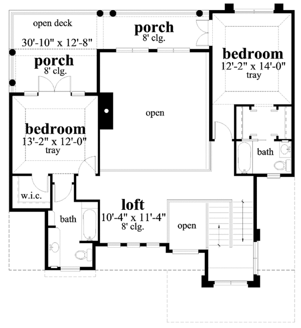 House Blueprint - Traditional Floor Plan - Upper Floor Plan #930-114