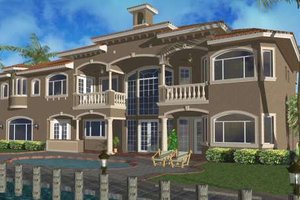Exterior - Rear Elevation for Mediterranean House Plan #420-183 - 4 bed, 5.5 bath