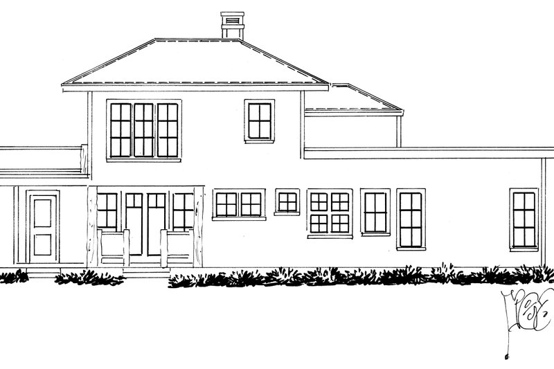 House Blueprint - Exterior - Rear Elevation 1 for Contemporary House Plan #942-64 - 3 bed, 2.5 bath