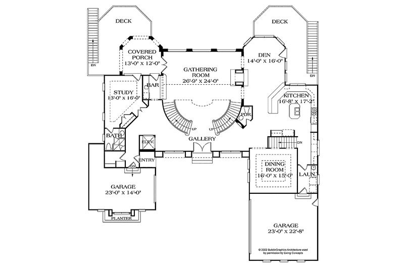 Home Plan - Floor Plan - Main Floor for Mediterranean House Plan #453-380 - 4 bed, 5.5 bath