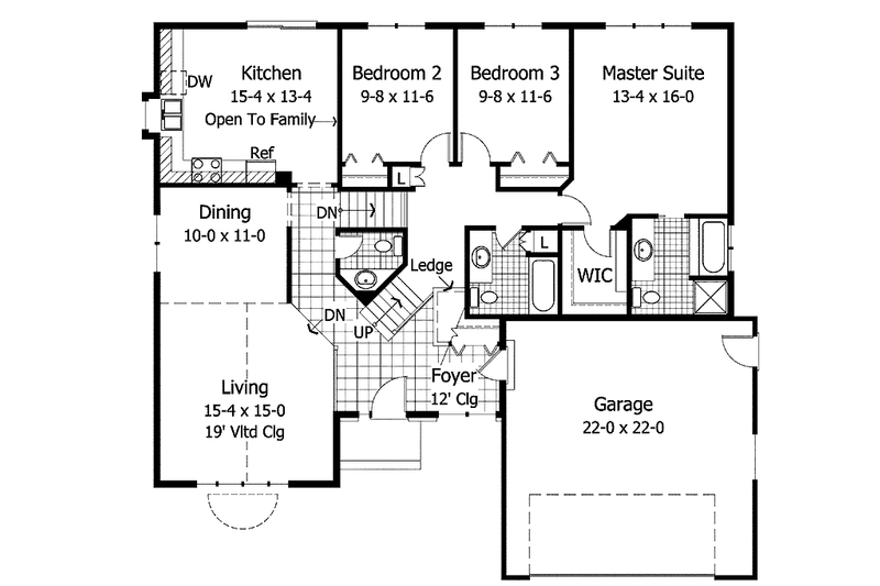 Home Plan - Floor Plan - Main Floor for Traditional House Plan #51-842 - 4 bed, 2.5 bath
