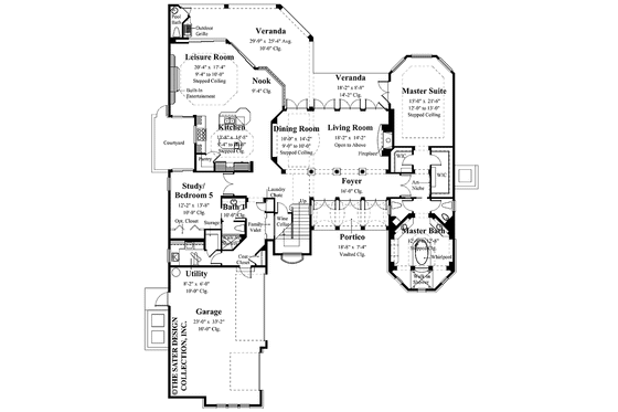 Floor Plan - Main Floor for Mediterranean House Plan #930-347 - 5 bed, 4.5 bath