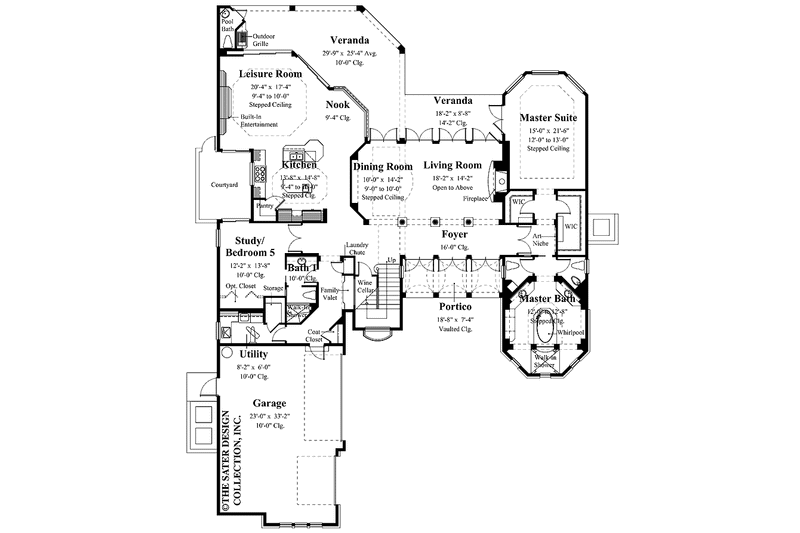 Home Plan - Floor Plan - Main Floor for Mediterranean House Plan #930-347 - 5 bed, 4.5 bath