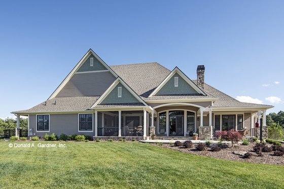 Exterior - Rear Elevation 1 for European House Plan #929-939 - 4 bed, 3 bath
