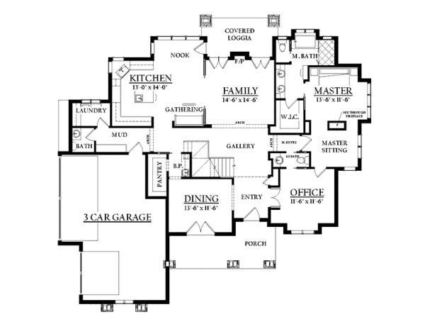 Architectural House Design - Colonial Floor Plan - Main Floor Plan #937-35