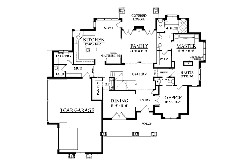 Home Plan - Floor Plan - Main Floor for Colonial House Plan #937-35 - 4 bed, 3 bath