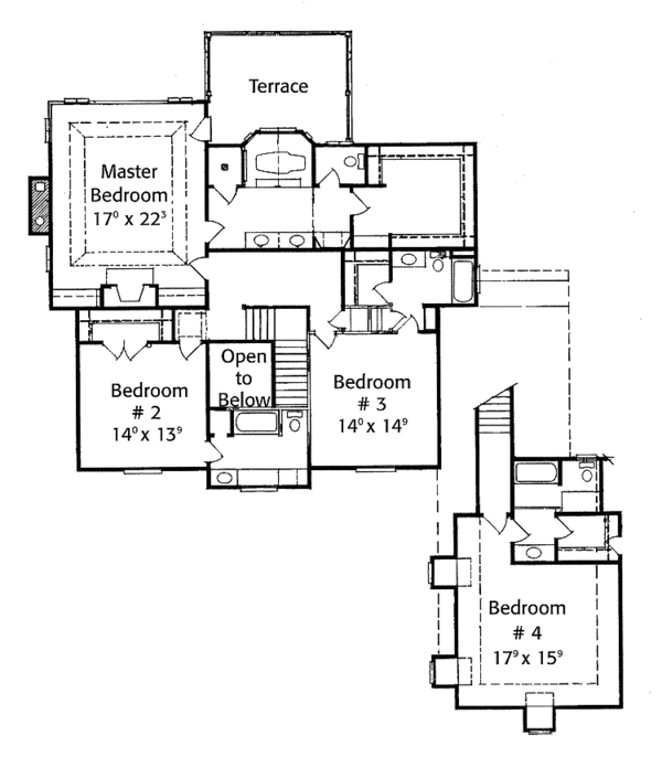 House Blueprint - European Floor Plan - Upper Floor Plan #429-149