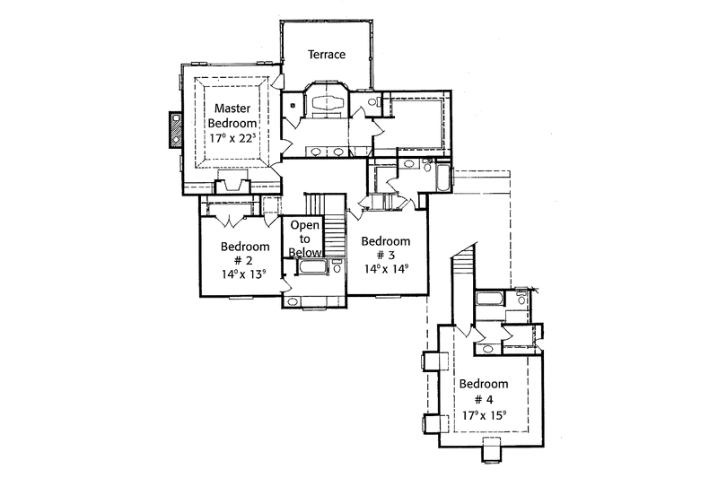 Home Plan - Floor Plan - Upper Floor for European House Plan #429-149 - 4 bed, 4 bath
