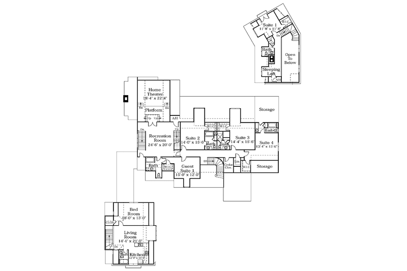 Home Plan - Floor Plan - Upper Floor for Country House Plan #453-153 - 6 bed, 7 bath