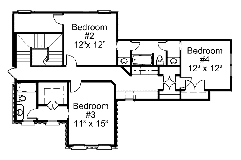 Home Plan - Floor Plan - Upper Floor for Colonial House Plan #429-394 - 4 bed, 3.5 bath