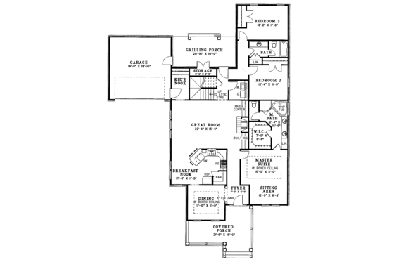 Floor Plan - Main Floor for Country House Plan #17-2943 - 3 bed, 2 bath