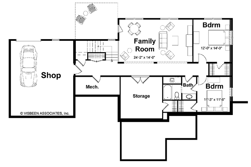 Home Plan - Floor Plan - Lower Floor for Craftsman House Plan #928-79 - 3 bed, 2.5 bath