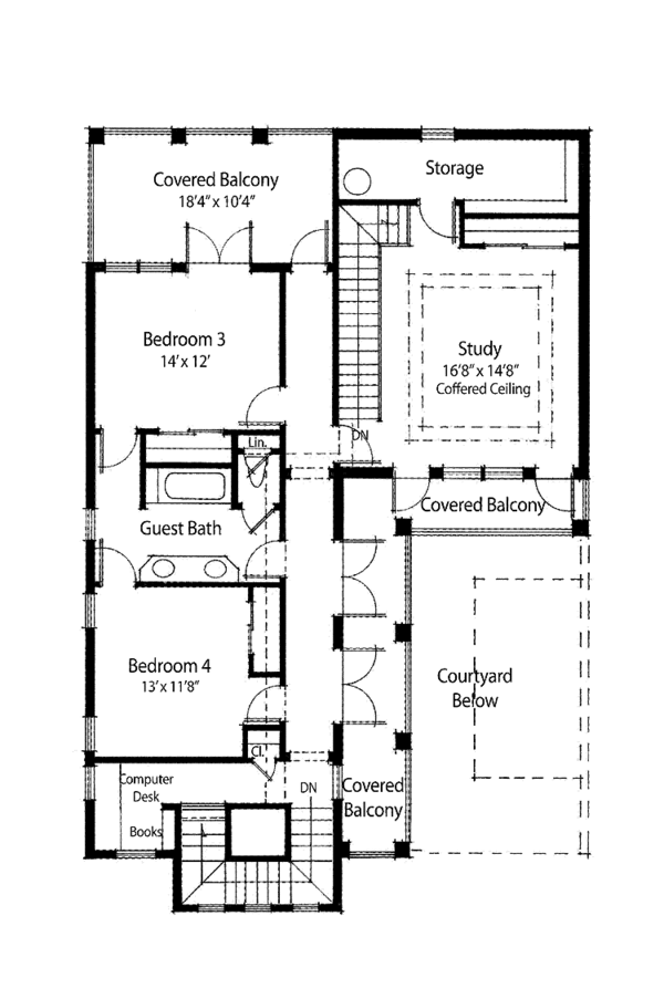 Architectural House Design - Mediterranean Floor Plan - Upper Floor Plan #938-25