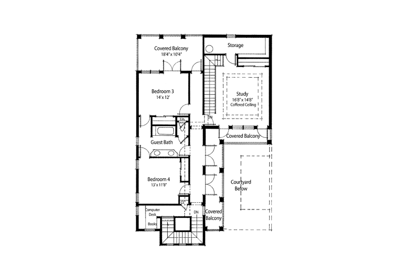 Home Plan - Floor Plan - Upper Floor for Mediterranean House Plan #938-25 - 4 bed, 3.5 bath