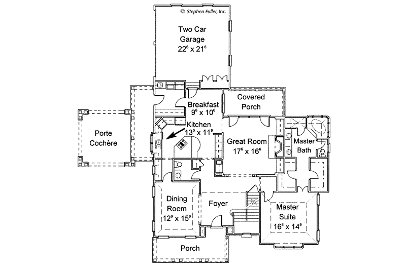 Home Plan - Floor Plan - Main Floor for Country House Plan #429-264 - 4 bed, 3.5 bath