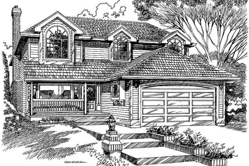 House Blueprint - Country Exterior - Front Elevation Plan #47-987