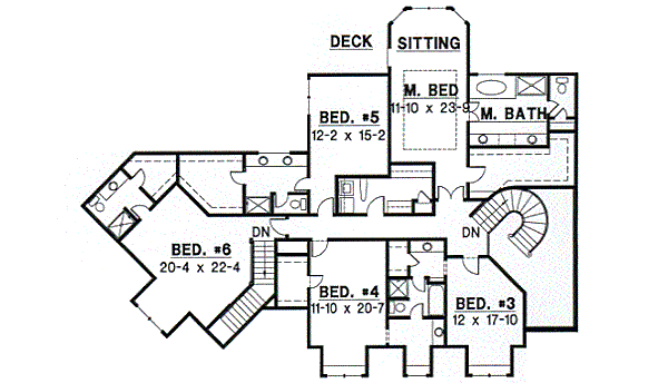 Traditional Floor Plan - Upper Floor Plan #67-626