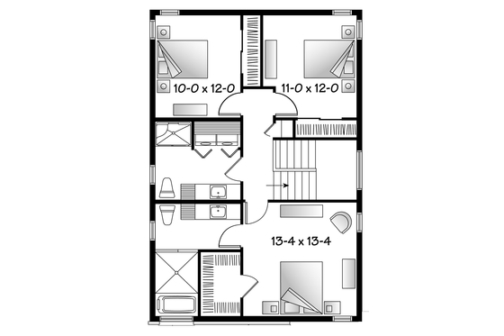 Floor Plan - Upper Floor for Contemporary House Plan #23-2482 - 3 bed, 2.5 bath