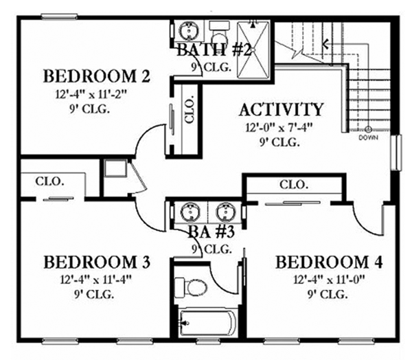 Architectural House Design - Colonial Floor Plan - Upper Floor Plan #1058-132