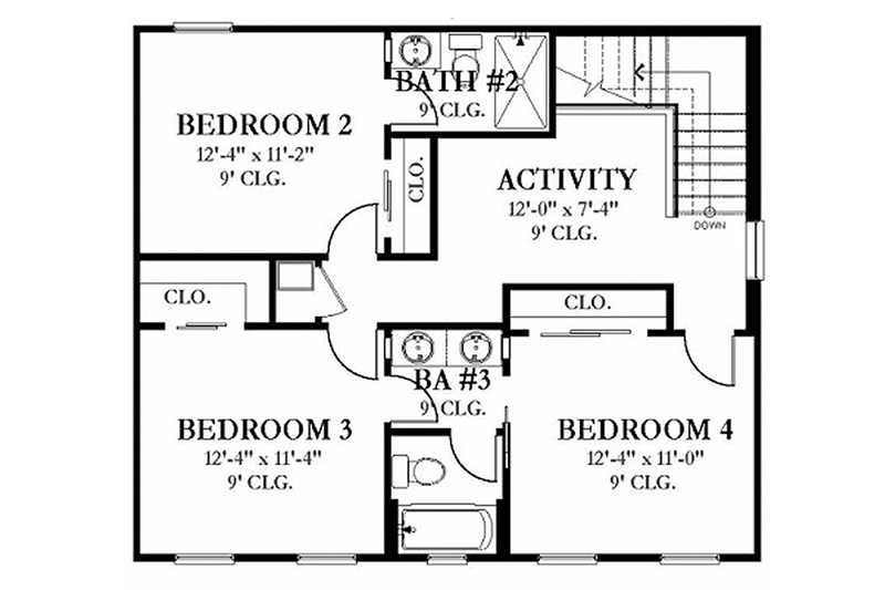 Architectural House Design - Floor Plan - Upper Floor for Colonial House Plan #1058-132 - 4 bed, 3.5 bath