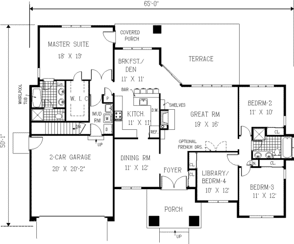 European Floor Plan - Main Floor Plan #3-148