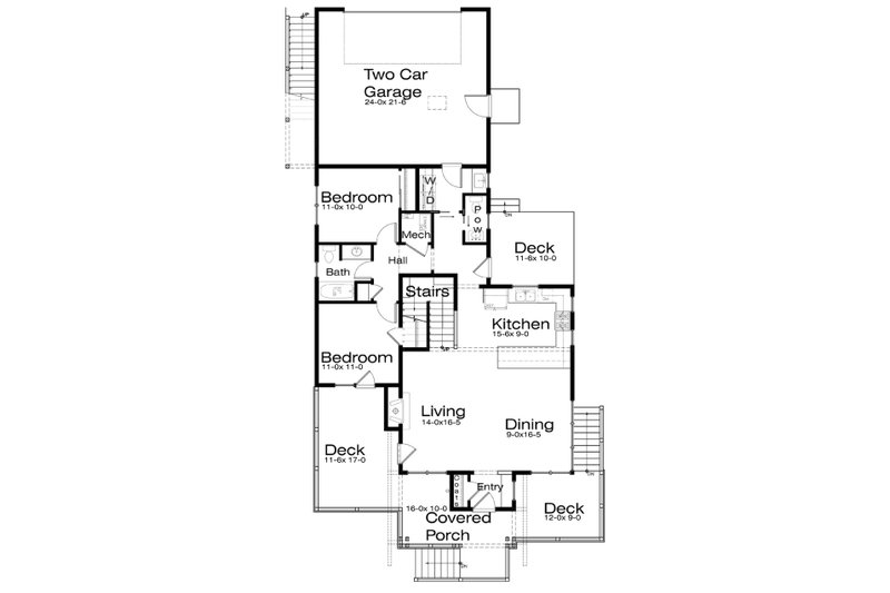 House Blueprint - Floor Plan - Main Floor for Craftsman House Plan #434-8 - 4 bed, 3.5 bath