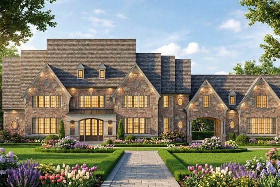 Exterior - Front Elevation 3 for European House Plan #119-242 - 4 bed, 4.5 bath