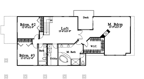 Craftsman Floor Plan - Upper Floor Plan #78-101