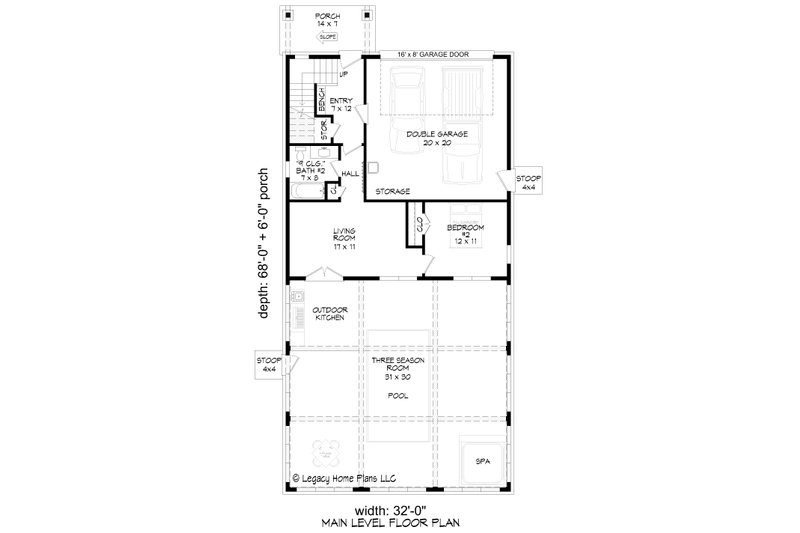 House Blueprint - Floor Plan - Main Floor for Contemporary House Plan #932-678 - 2 bed, 2.5 bath