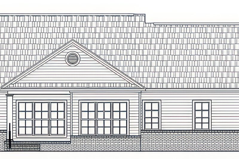 House Blueprint - Exterior - Rear Elevation for Ranch House Plan #21-643 - 3 bed, 2.5 bath