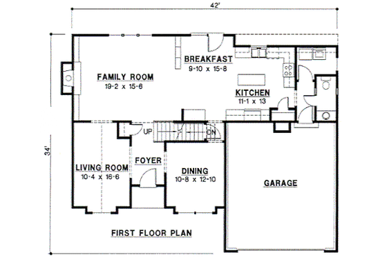 Floor Plan - Main Floor for Traditional House Plan #67-526 - 4 bed, 3.5 bath