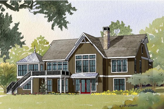 Exterior - Front Elevation for Country House Plan #901-17 - 4 bed, 3.5 bath